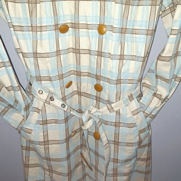 🎄3/$15 NWOT NOA NOA Belted Plaid Trench Coat - Picture 5 of 5